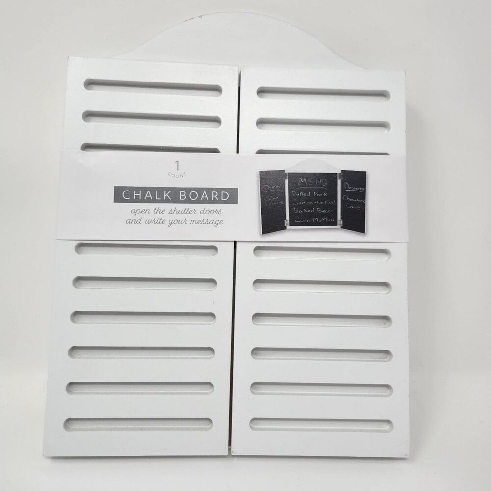 White Wooden Shutter Doors Chalk Board